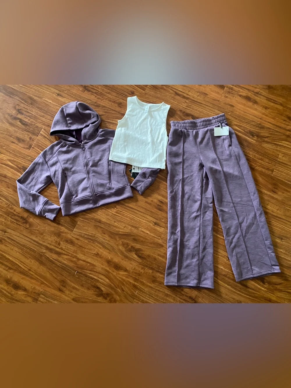 NWT New Yogalicious Girls Purple Soft Zip Jacket + Tank + Sweatpant Size 10